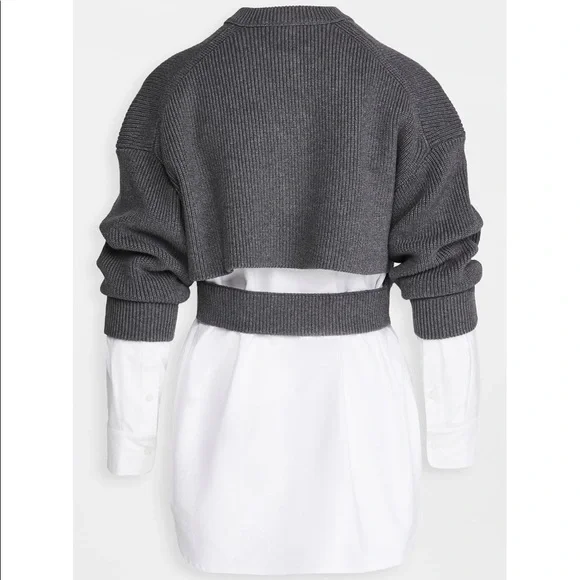 Alexander Wang Bilayer Crew Neck Oxford Cardian Sweater - Picture 3 of 11